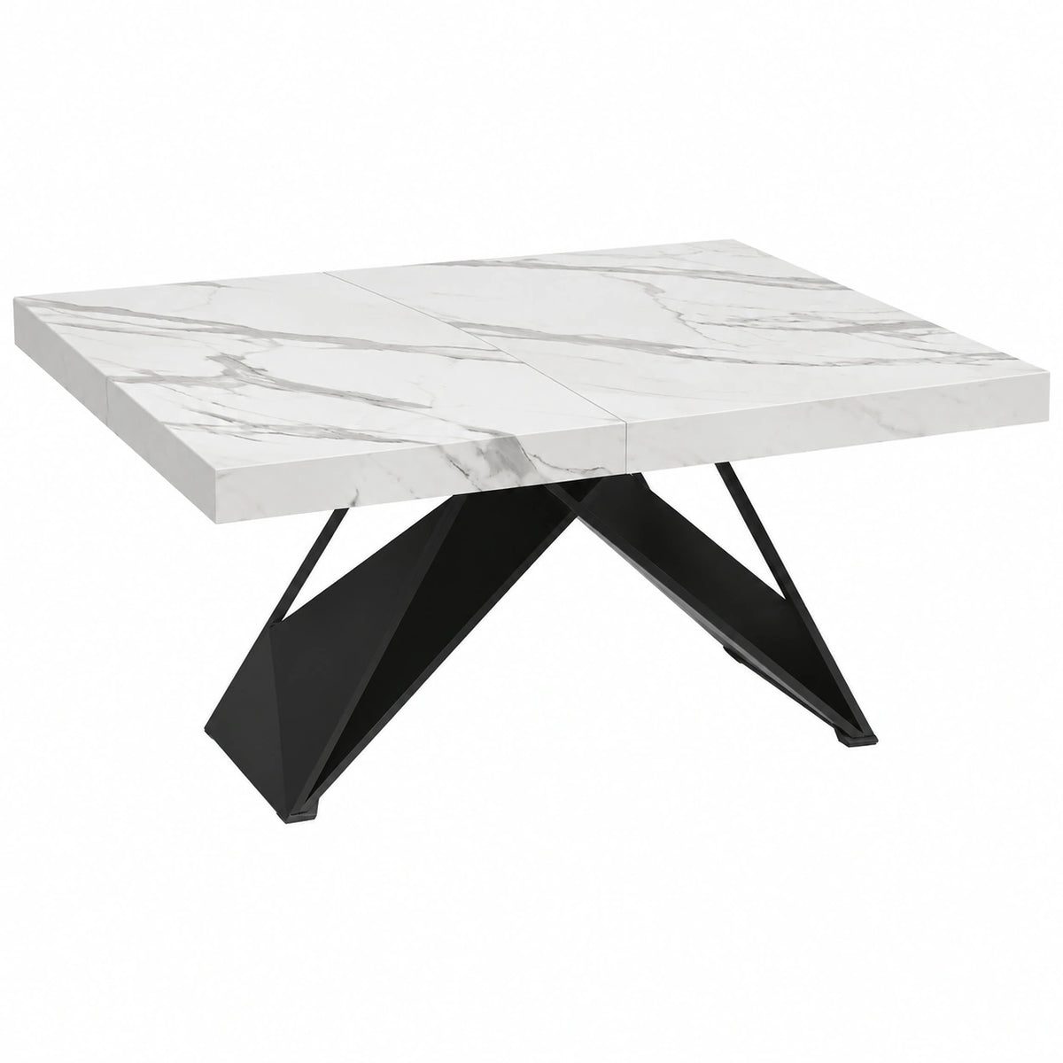 Table, extensible, coloris noir et blanc, 160 x 90 x 77 cm, pour les espaces de vie