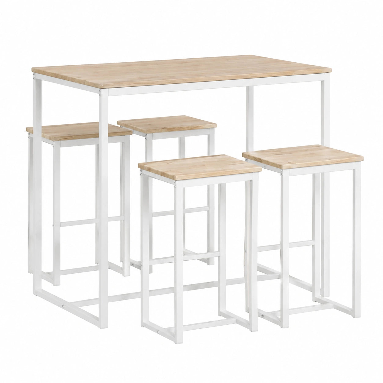 Table de bar, avec 4 tabourets, 100 x 60 x 96 cm, pour la cuisine ou l’espace repas