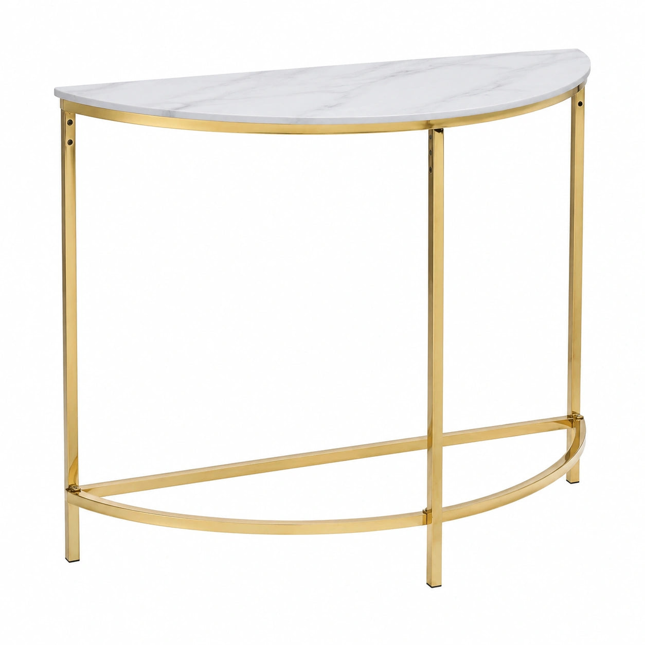 Table console, en acier inoxydable, coloris blanc et doré, pour l’entrée ou le salon
