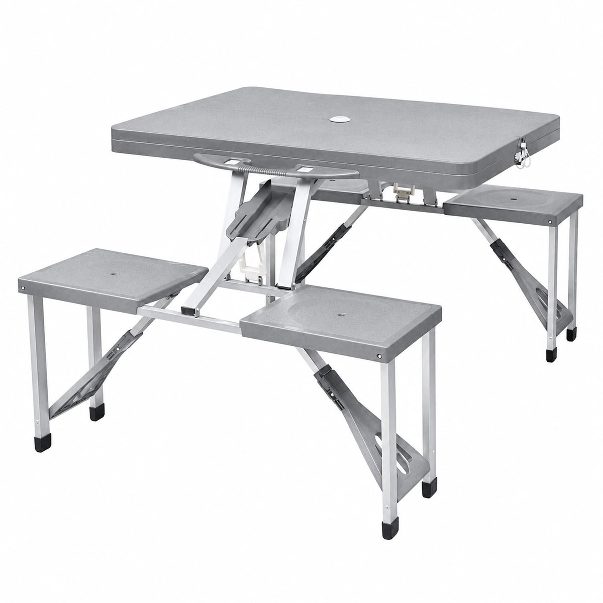Table, en aluminium, avec 4 chaises, coloris gris, pour les espaces de vie