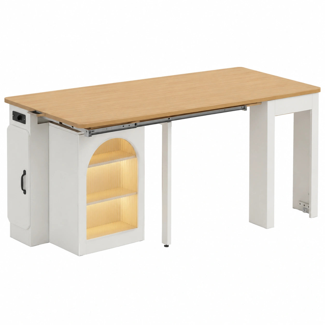 Buffet, 4 places, extensible, pivotant, avec éclairage LED, pour la salle à manger ou le salon