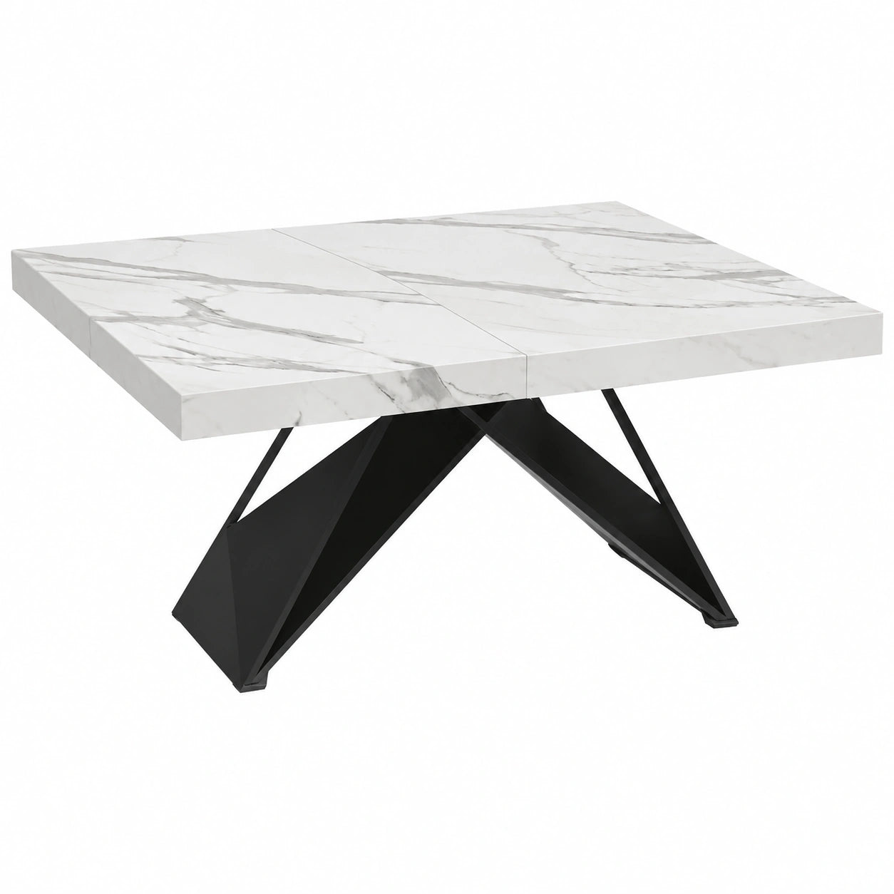 Table, extensible, coloris noir et blanc, 160 x 90 x 77 cm, pour les espaces de vie