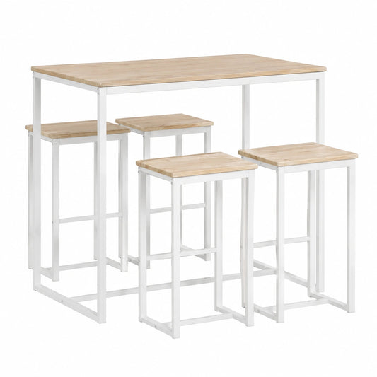 Table de bar, avec 4 tabourets, 100 x 60 x 96 cm, pour la cuisine ou l’espace repas