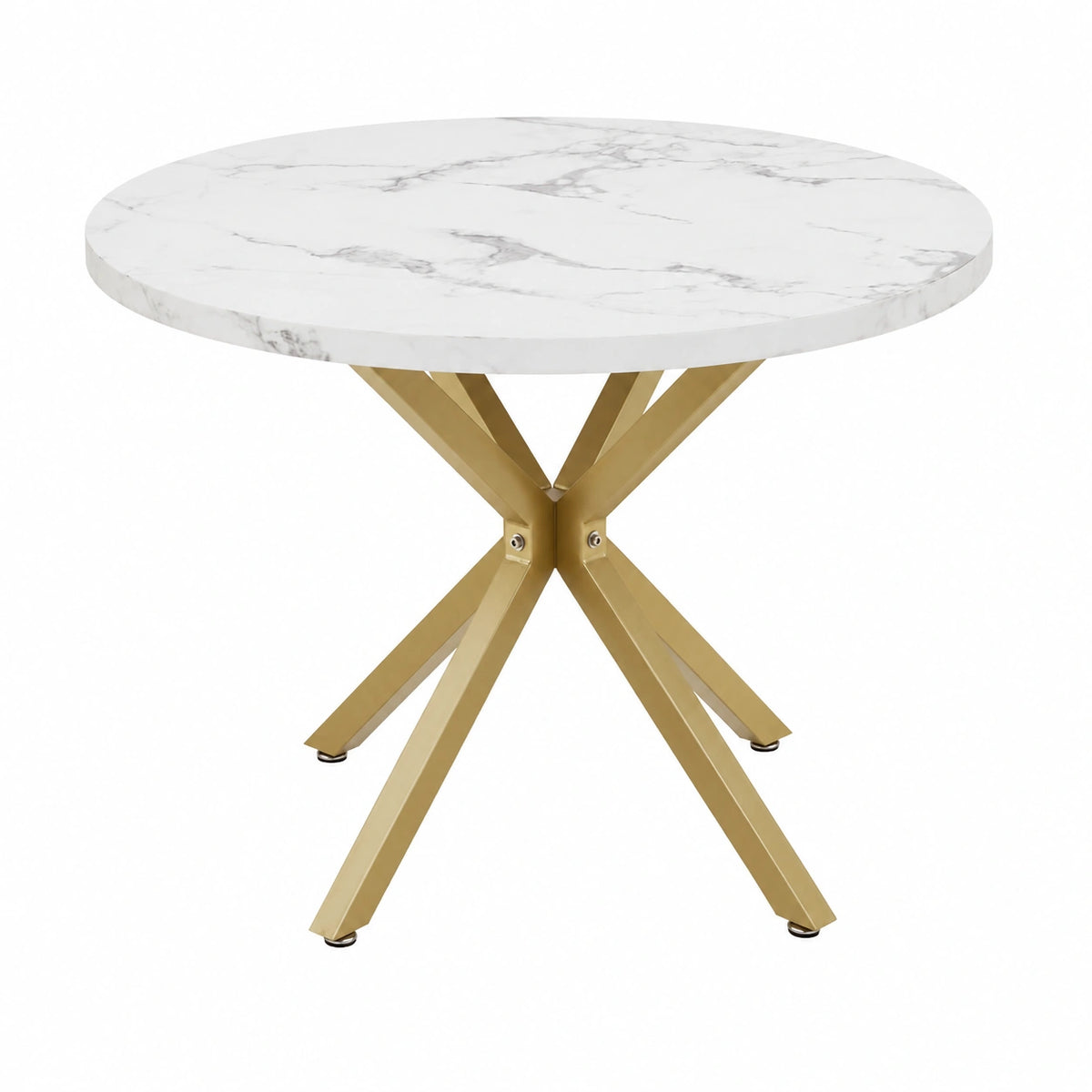 Table à manger, en panneaux de bois et métal, coloris doré, pour la salle à manger