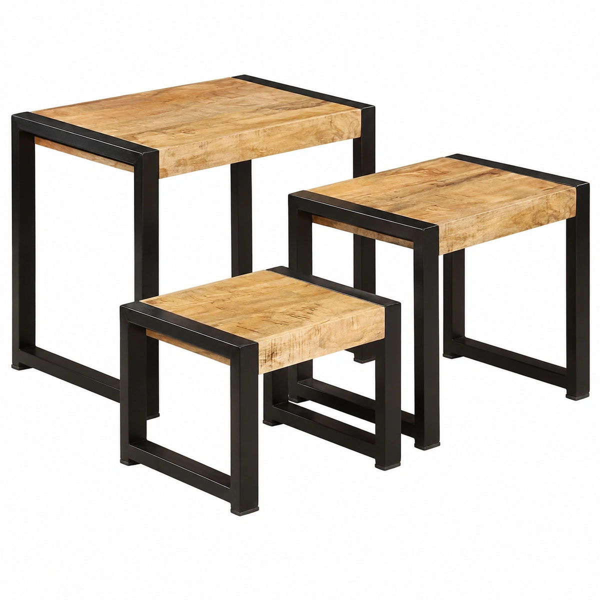 Table, en bois massif, 3 pièces, pour les espaces de vie