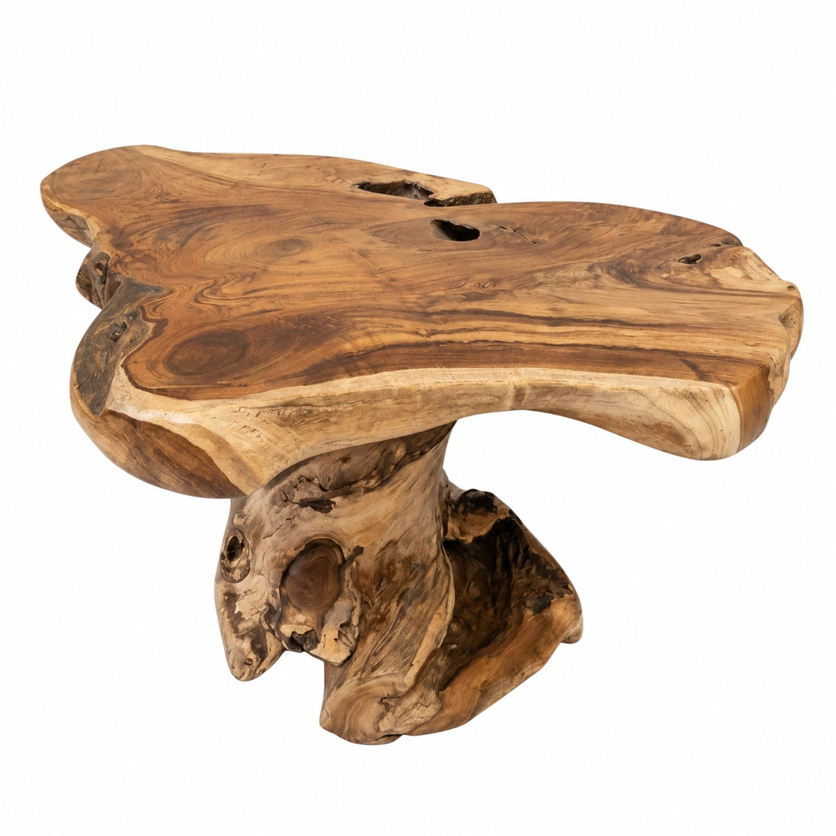 Table basse, en bois massif, coloris naturel, pour le salon