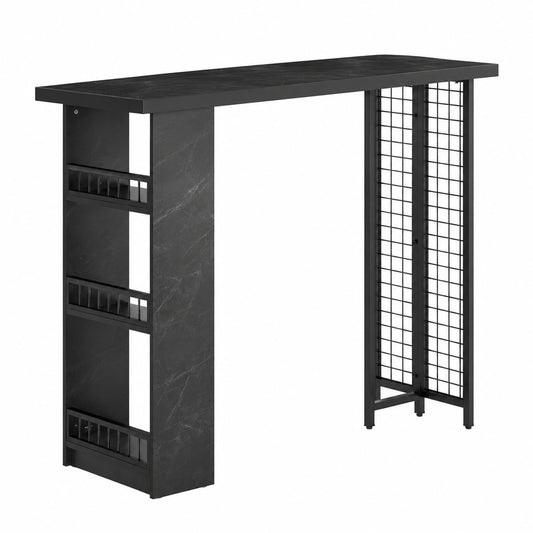 Table de bar, avec rangement, avec étagères, 120 x 50 x 105 cm, pour la cuisine ou l’espace repas