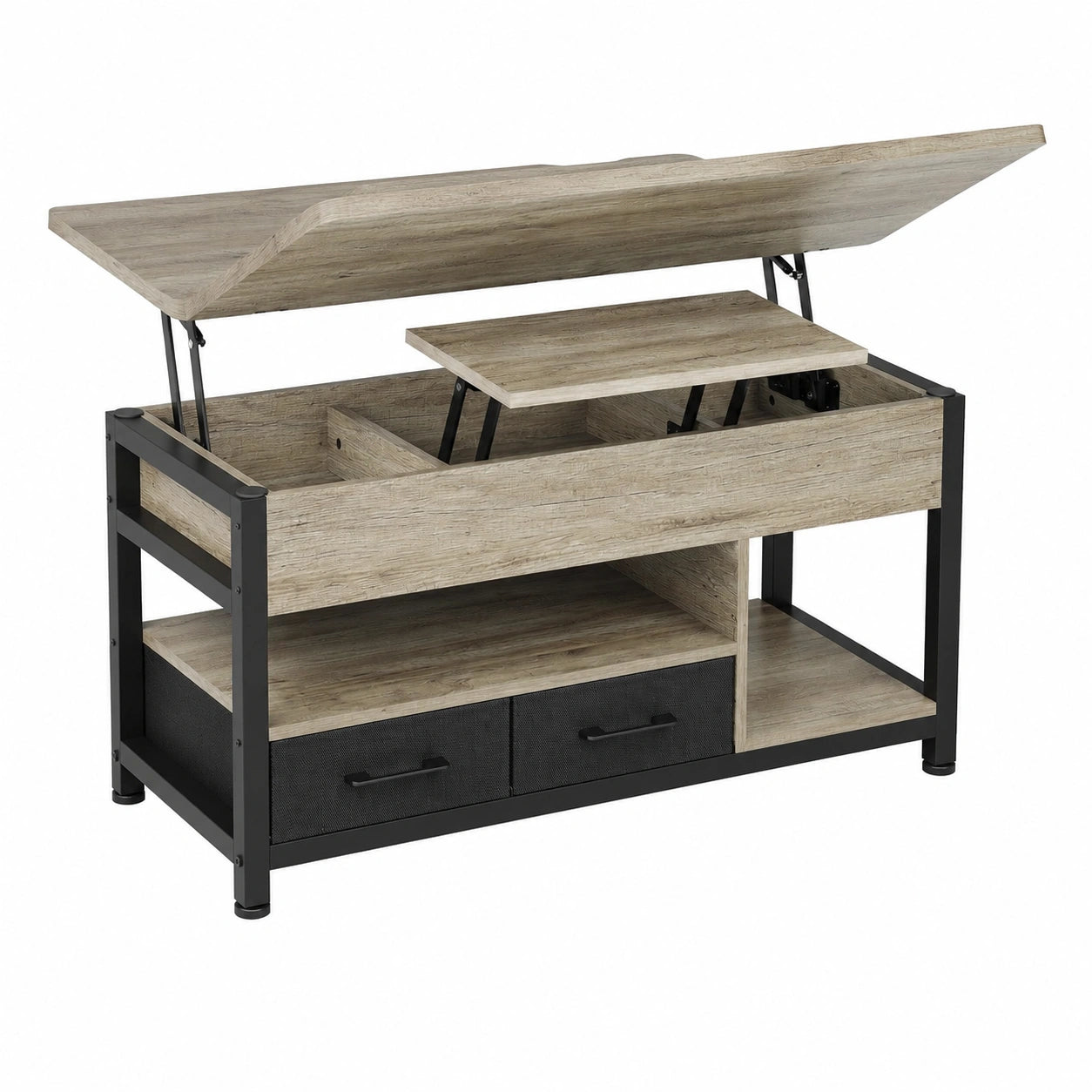 Bureau, extensible, avec rangement, avec tiroirs, coloris gris, pour l’espace de travail